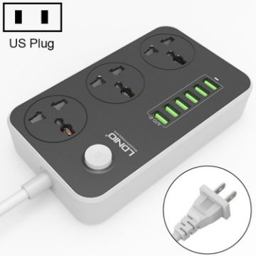 LDNIO SC3604 Multi-function 6 USB Ports Socket, 2m Cable, US Plug - 1