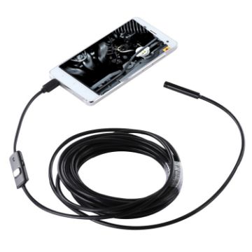 Micro USB Endoscope Camera, 6 LED, 7mm Lens, 5m Hard Cable, OTG Android - 1