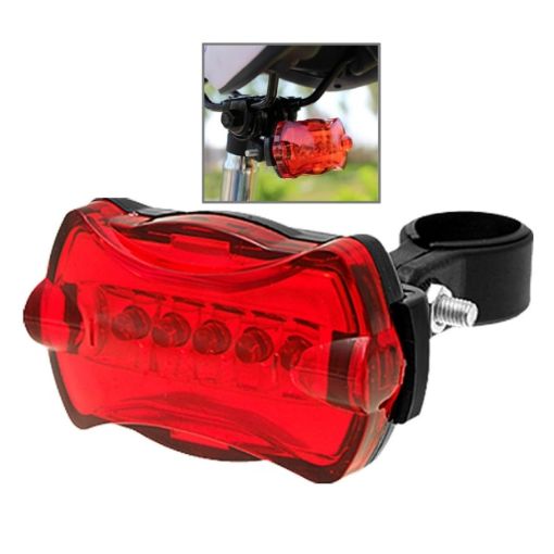 LED Bike Rear Tail Light: 5 LEDs, 7 Modes, Safety Flash Lamp - 1