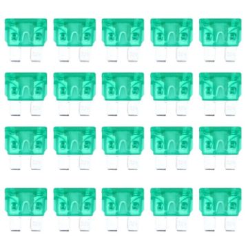 100 PCS 30A Auto Mini Blade Fuse, DC 12V, Green - 1