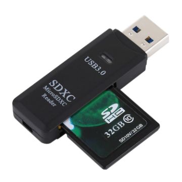 USB 3.0 Card Reader, 2 in 1, 5Gbps, Supports SD/TF Cards (Black) - 1