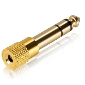Gold Plated 6.35mm to 3.5mm Stereo Jack Adapter Socket - 1