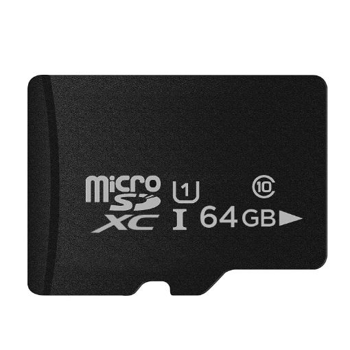 64GB Class 10 Micro SD Card, Write 8mb/s, Read 12mb/s, Black - 1