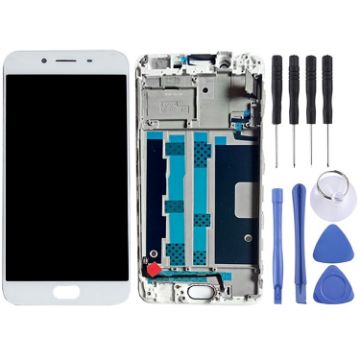 OPPO R9s LCD Screen (TFT) & Touch Panel with Frame - White - 1