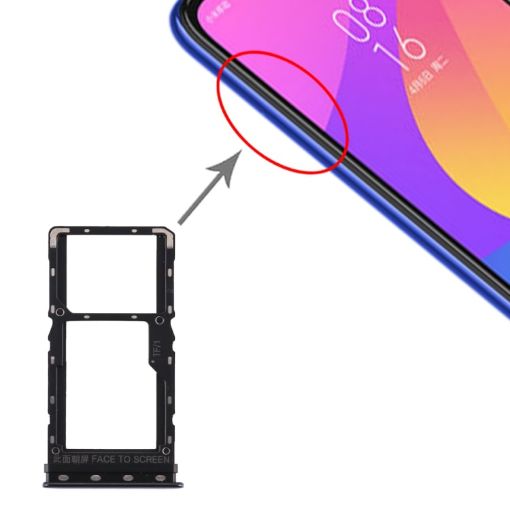 SIM Card Tray & Micro SD Tray for Xiaomi Mi CC9e/A3 (Black) - 1