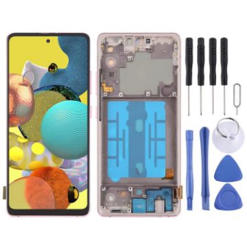 Samsung Galaxy A51 5G 6.43" OLED Screen Digitizer with Frame (Pink) - 1