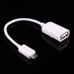 USB 2.0 AF to Micro USB 5 Pin Adapter Cable with OTG, 15cm (White) - 3