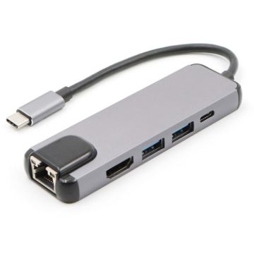 USB-C to 4K HDMI + RJ45 + USB 3.0/2.0 + PD 5-in-1 HUB Converter - 1