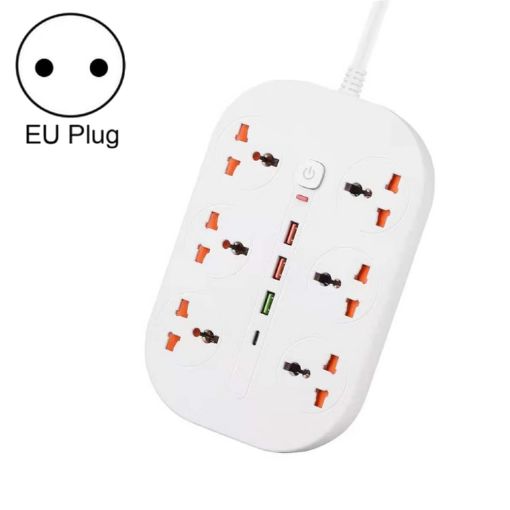 T21 PD3.0+QC3.0 Multi Hole Plug 3000W High Power Socket EU White - 1