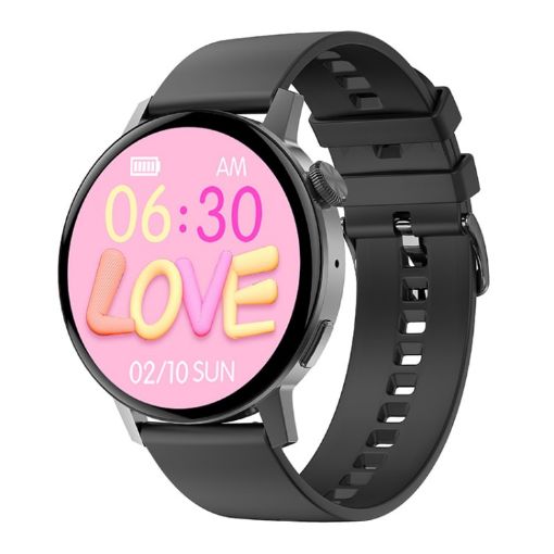 DT3 Mini Smart Watch 1.19" Color Screen Black Silicone Watchband - 1