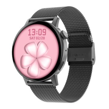 DT3 Mini Smart Watch 1.19" Steel Band Color Screen (Black) - 1
