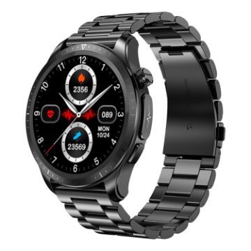 E420 Smart Watch 1.39" Color Screen, Steel Strap, Heart Rate Monitor, Black - 1