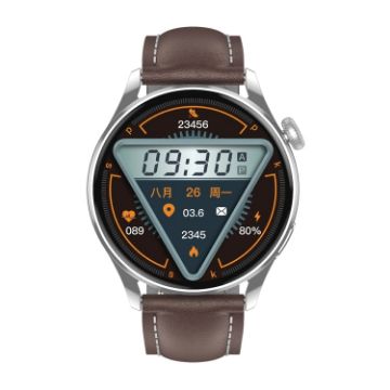 Q3 Max Smart Watch 1.36" Color Screen, Leather, Heart/BP Monitor (Brown) - 1