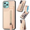 For Honor 400 Lite Carbon Fiber Flip Zipper Case (Khaki) - 1