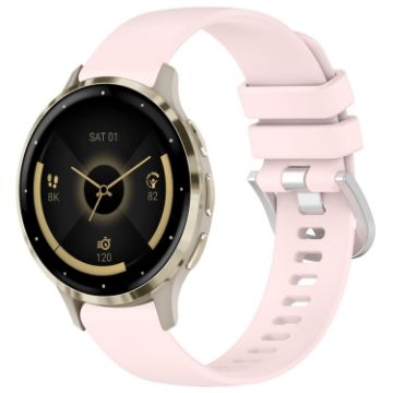 Garmin Venu 3S Pink Silicone Watch Band with Silver Buckle - 1