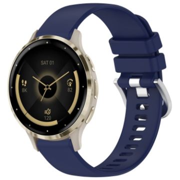 Garmin Venu 3S Dark Blue Silicone Watch Band with Silver Buckle - 1