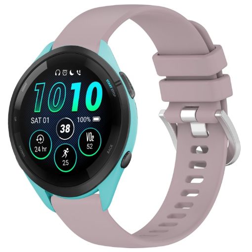 Garmin Forerunner 265S Silicone Watch Band, Purple, Silver Buckle - 1