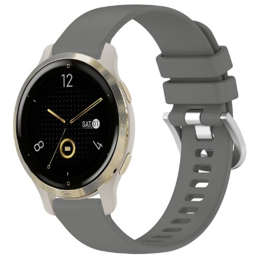 Garmin Venu 2S Gray Silicone Watch Band with Silver Buckle - 1