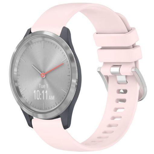 Garmin Vivomove 3S Pink Silicone Watch Band with Silver Buckle - 1