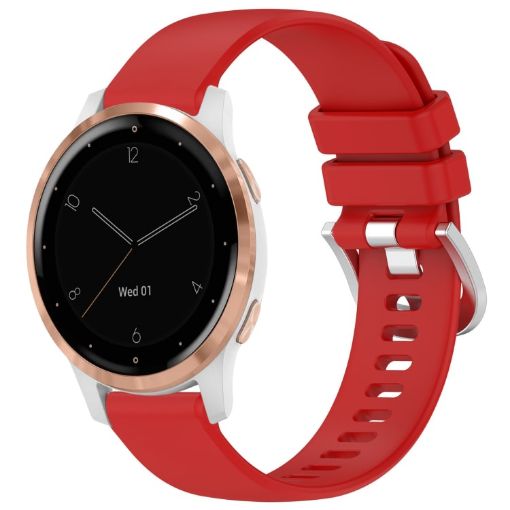 Garmin Vivoactive 4S Red Silicone Band with Silver Buckle - 1
