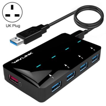 WAVLINK WL-UH3042P1 4-Port USB 3.0 Hub with Fast Charging (UK Plug) - 1