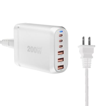 GaN PD100W Multi Port Laptop Adapter, US Plug, White - 1