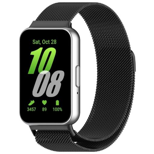 Samsung Galaxy Fit 3 Black Milanese Metal Mesh Watch Band - 1