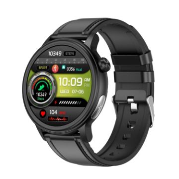 ET470 Smart Watch 1.39" Color Screen, Leather Strap, Bluetooth/ECG - 1