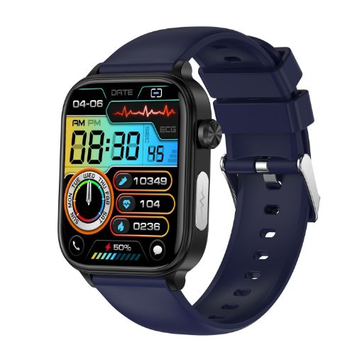 ET570 Smart Watch, 1.96" Color Screen, Bluetooth Call/ECG, Blue Strap - 1