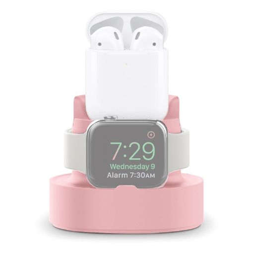3 In 1 Pink Silicone Charging Holder for iPhone/iWatch/AirPods A001 - 1