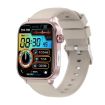 ET570 Smart Watch, 1.96" Screen, Silicone Strap, Bluetooth/ECG, Beige - 1