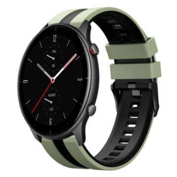 Amazfit GTR 2e 22mm Light Green+Black Silicone Watch Band - 1