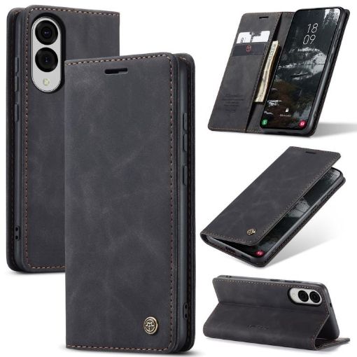 Galaxy S25 Edge 5G CaseMe 013 Leather Flip Case (Black) - 1