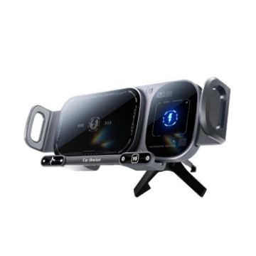 SD01 Grey Dual Coil Rotating Phone Mount with 15W Wireless Charger - 1