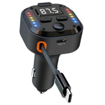 PD 30W FM Transmitter & Bluetooth Car Charger with Type-C Cable - 1