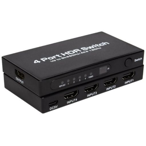 8K HDMI 2.1 Gaming Switcher 4x1 with Remote, US Plug - 1