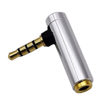 3.5mm TRRS Right Angle Audio Adapter Male to Female - Silver - 1