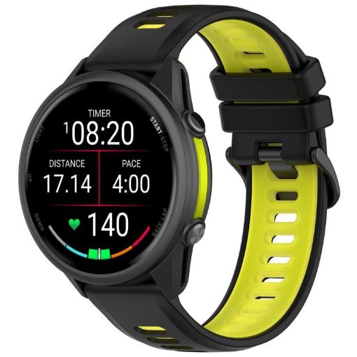 Garmin Forerunner 970 Two-Color Silicone Watch Band (Black+Lime) - 1