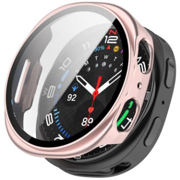 Samsung Galaxy Watch 8 Case 40mm Frosted Pink Tempered Film PC - 1
