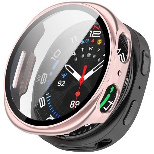 Samsung Galaxy Watch 8 Case 40mm Frosted Pink Tempered Film PC - 1