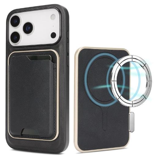iPhone 17 Pro Kalebol MagSafe Leather Card Case (Black) - 1