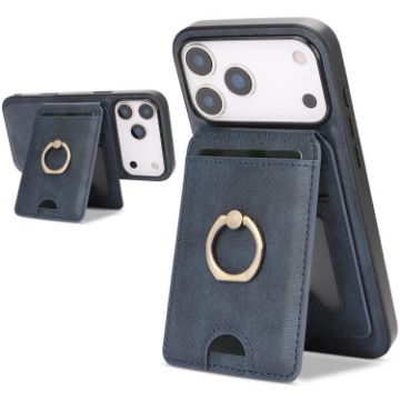 iPhone 17 Pro Max Leather Case with MagSafe Card Holder (Blue) - 1