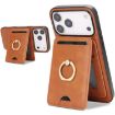 iPhone 17 Pro Leather Case with MagSafe Ring & Card Holder (Brown) - 1