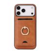 iPhone 17 Pro Leather Case with MagSafe Ring & Card Holder (Brown) - 2
