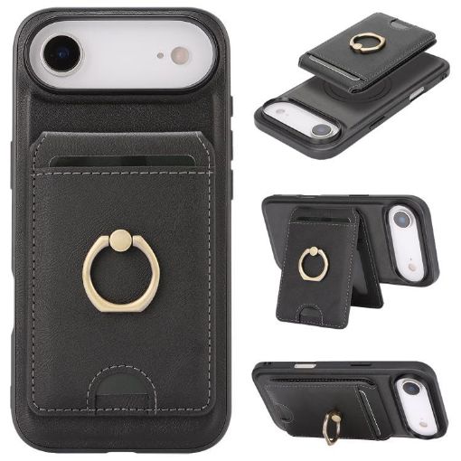 iPhone 17 Air Kalebol Leather MagSafe Card Holder Case (Black) - 1
