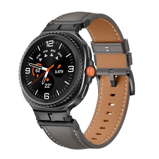 Samsung Galaxy Watch 8 Leather Band 40mm/44mm Gray Black - 1