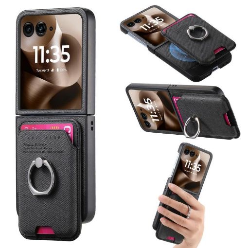 Moto Razr 60 Ultra Twill Fabric Magnetic Card Case (Black) - 1