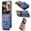 Moto Razr 60 Ultra Blue Fabric Card Bag Ring Magnetic Case - 1