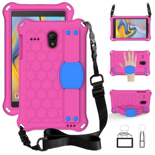 Samsung Galaxy Tab A 8.0 Shockproof Case with Straps, Rose Red/Blue - 1