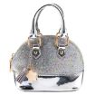 Silver Mini Leather Shoulder Bag - Cute Messenger Tote for Girls - 1